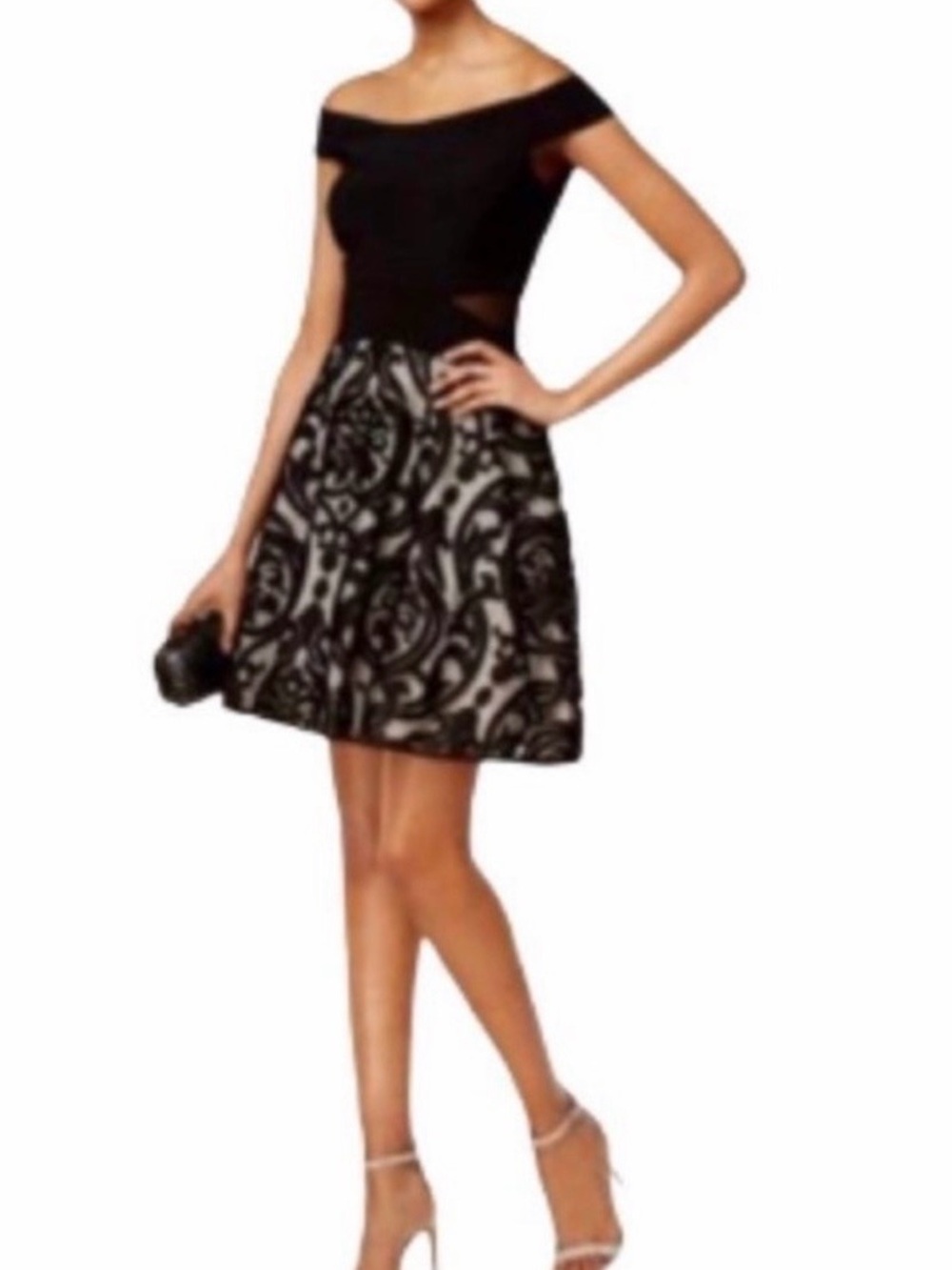 Xscape Black illusion fit and flare dress 4